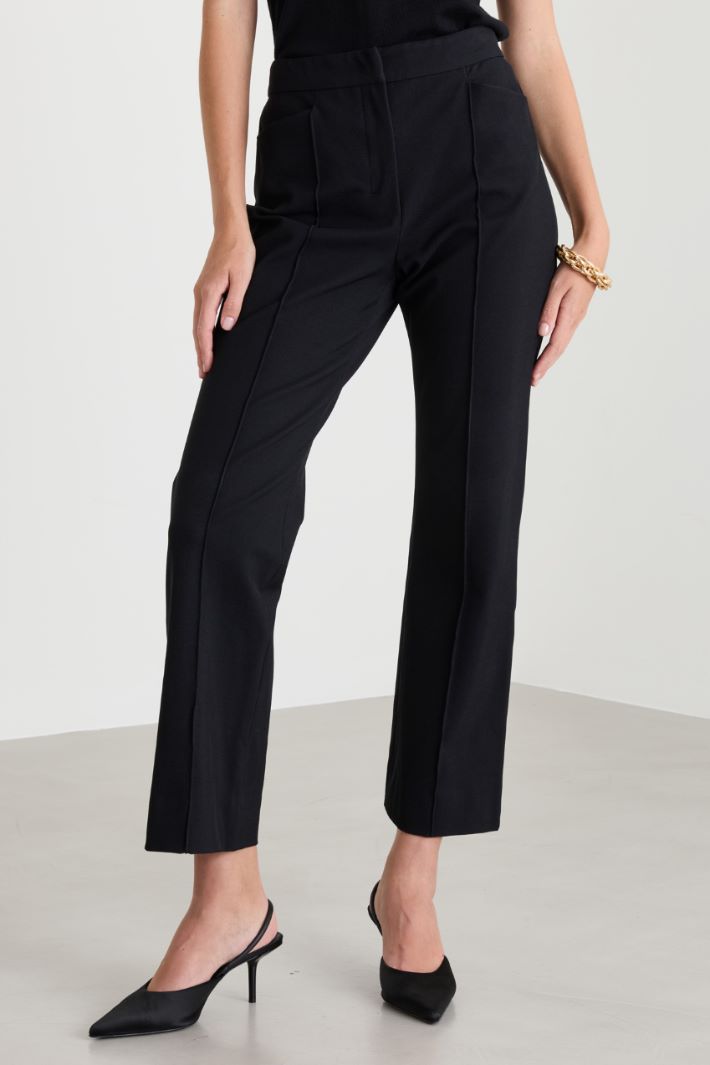 Straight-fit stretch trousers - BLACK - Intrend - 2