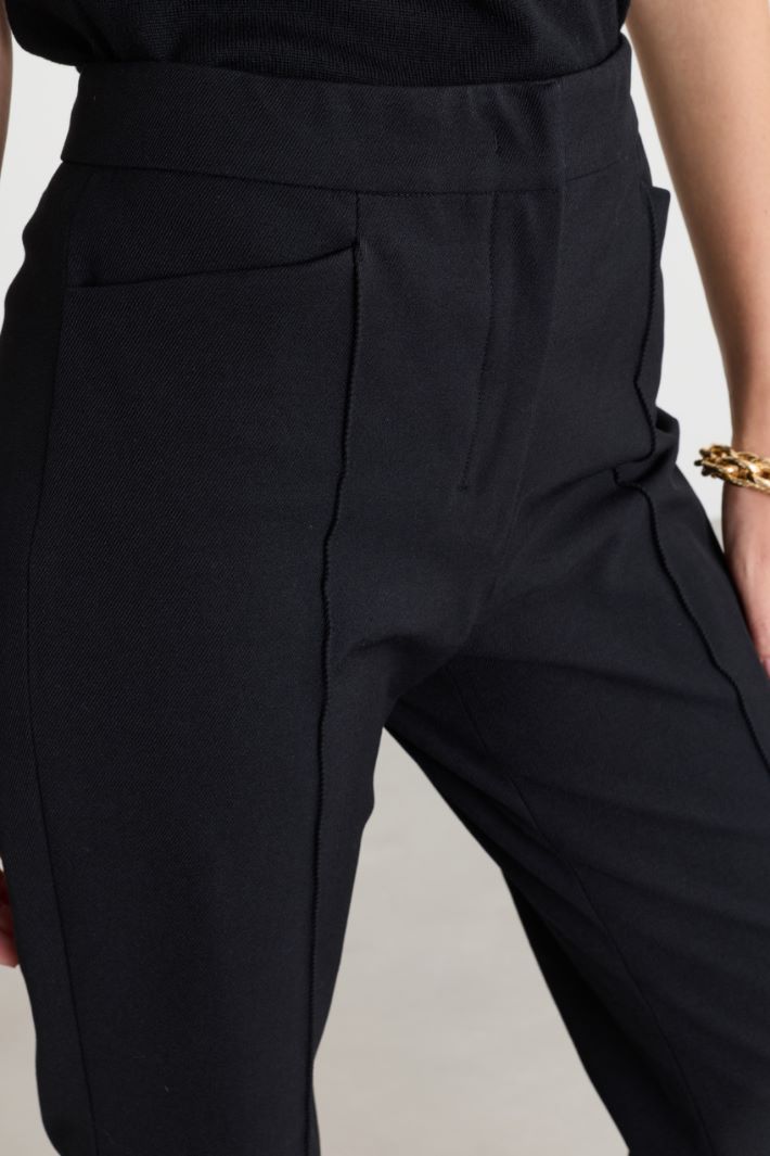 Straight-fit stretch trousers - BLACK - Intrend - 3