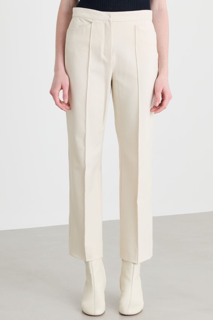 Straight-fit stretch trousers - WHITE - Intrend - 2