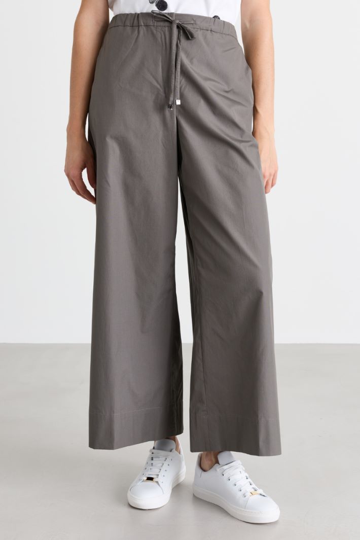 Drawstring poplin trousers - GREY - Intrend - 2