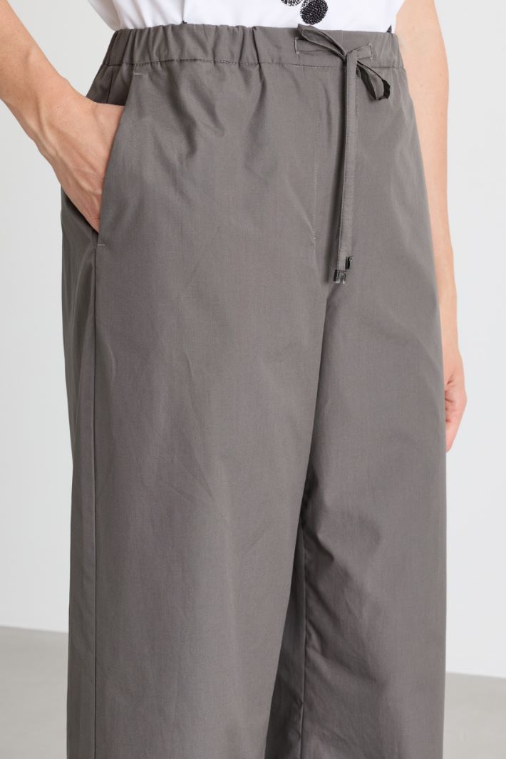 Drawstring poplin trousers - GREY - Intrend - 3