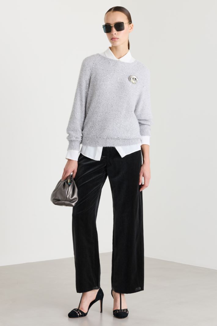 Straight-fit corduroy trousers - DARK GREY - Intrend