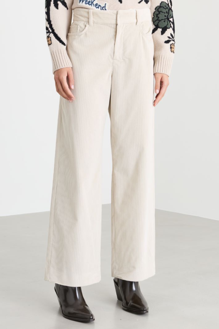 Pantalone in velluto - BIANCO - Intrend - 2