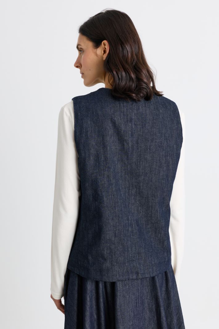 Single-breasted waistcoat - BLUE - Intrend - 4