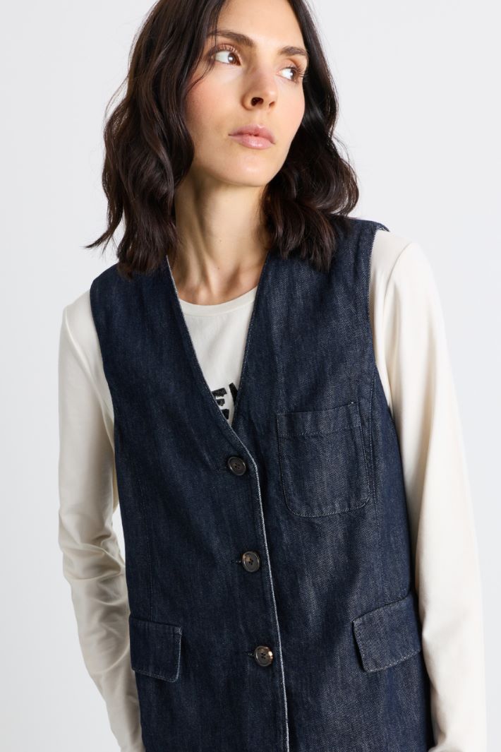 Single-breasted waistcoat - BLUE - Intrend - 3