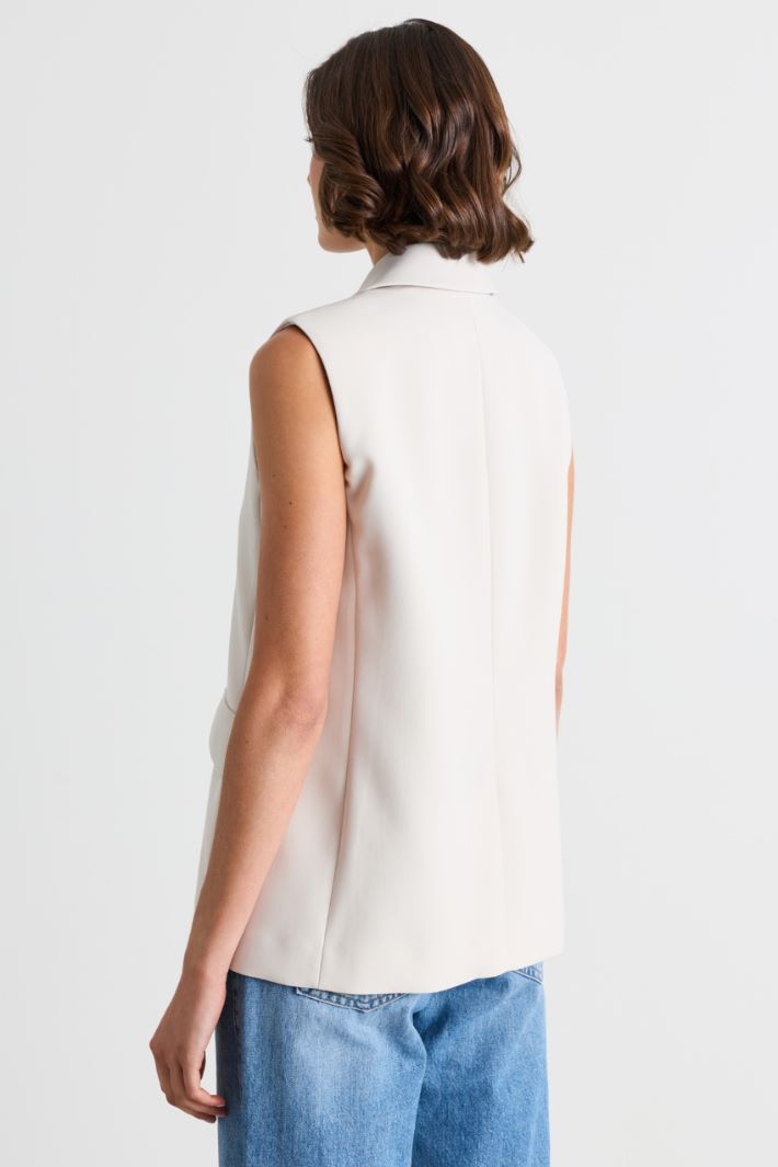 Straight-Fit Cady Gilet - WHITE - Intrend - 4