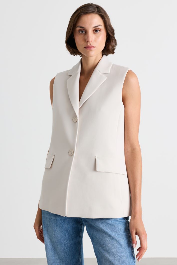 Straight-Fit Cady Gilet - WHITE - Intrend - 2