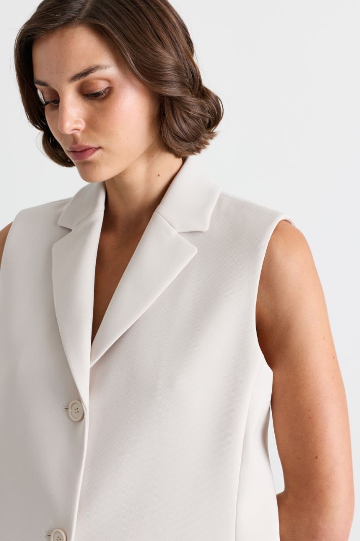 Straight-Fit Cady Gilet - WHITE - Intrend - 3