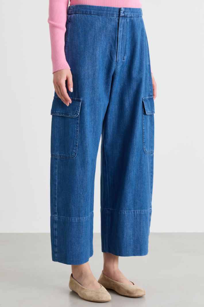 Jean cargo à maxi poches - BLEU - Intrend - 2