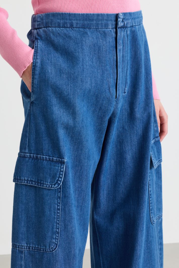 Jean cargo à maxi poches - BLEU - Intrend - 3
