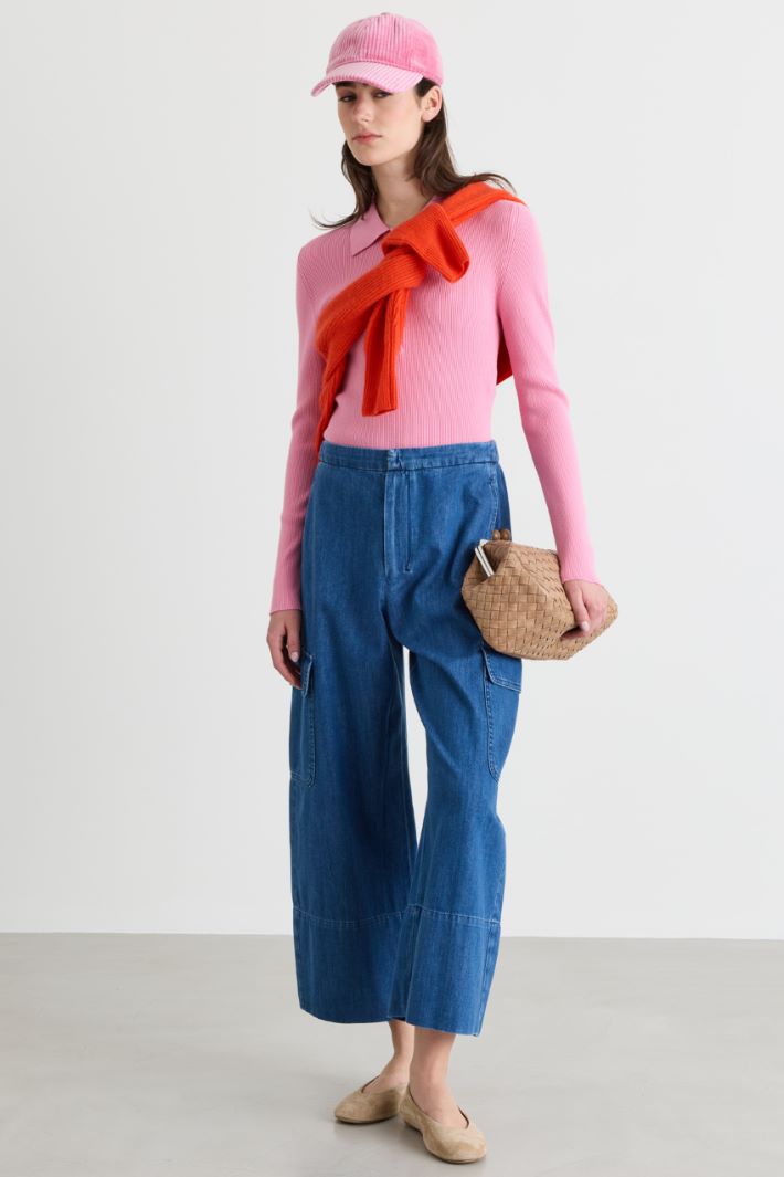Jean cargo à maxi poches - BLEU - Intrend
