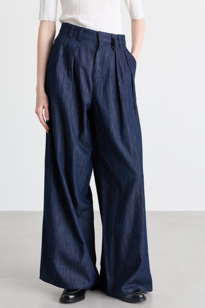 Pantalone ampio con doppia pinces - BLU - Intrend - 2
