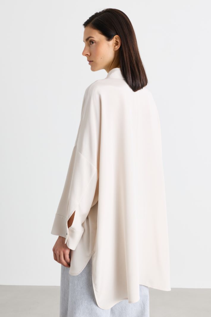 Camicia ampia in crepe de chine - BIANCO - Intrend - 4