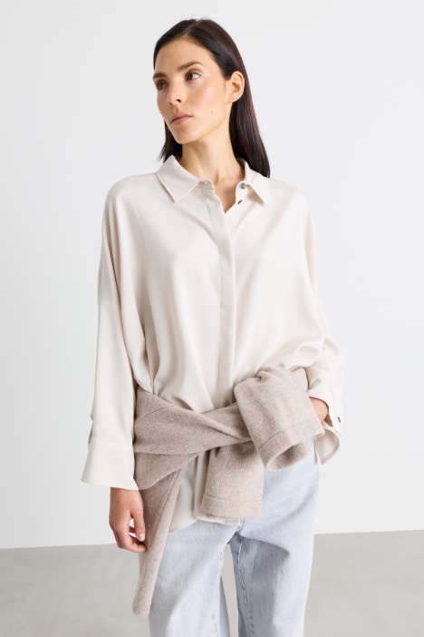 Camicia ampia in crepe de chine - Intrend