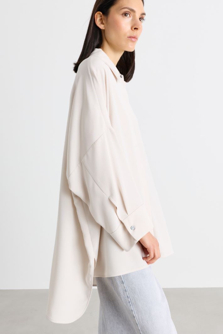 Camicia ampia in crepe de chine - BIANCO - Intrend - 3