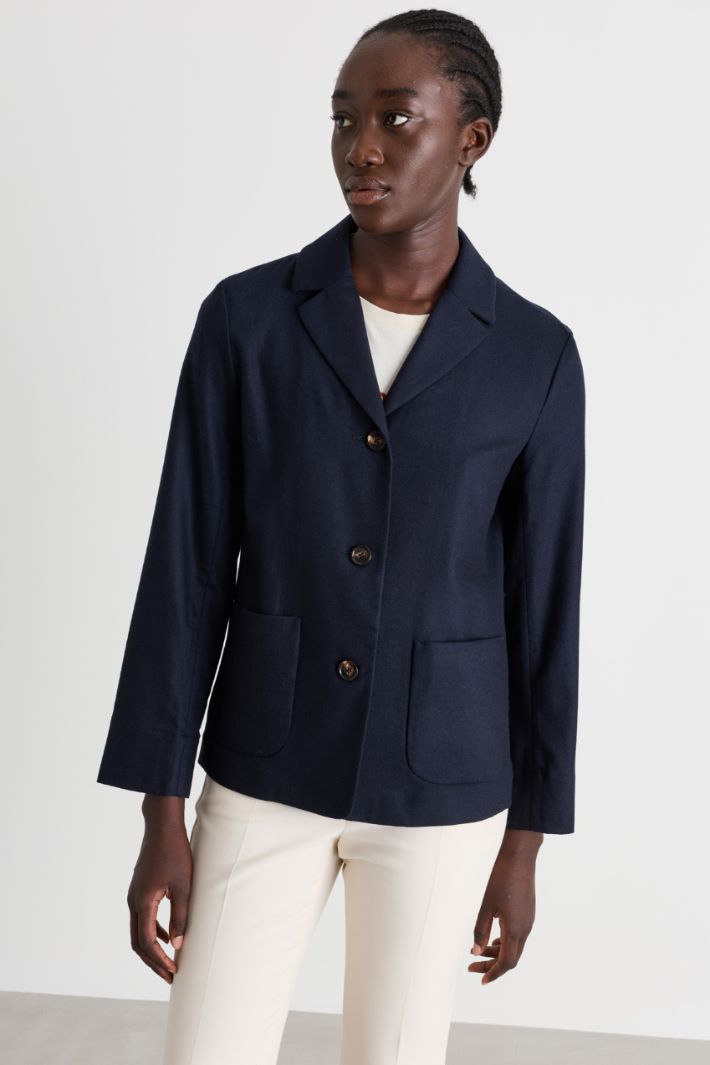 Vented flannel jacket - BLUE - Intrend - 2