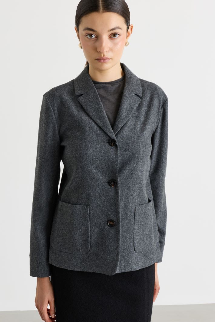 Vented flannel jacket - GREY - Intrend - 3