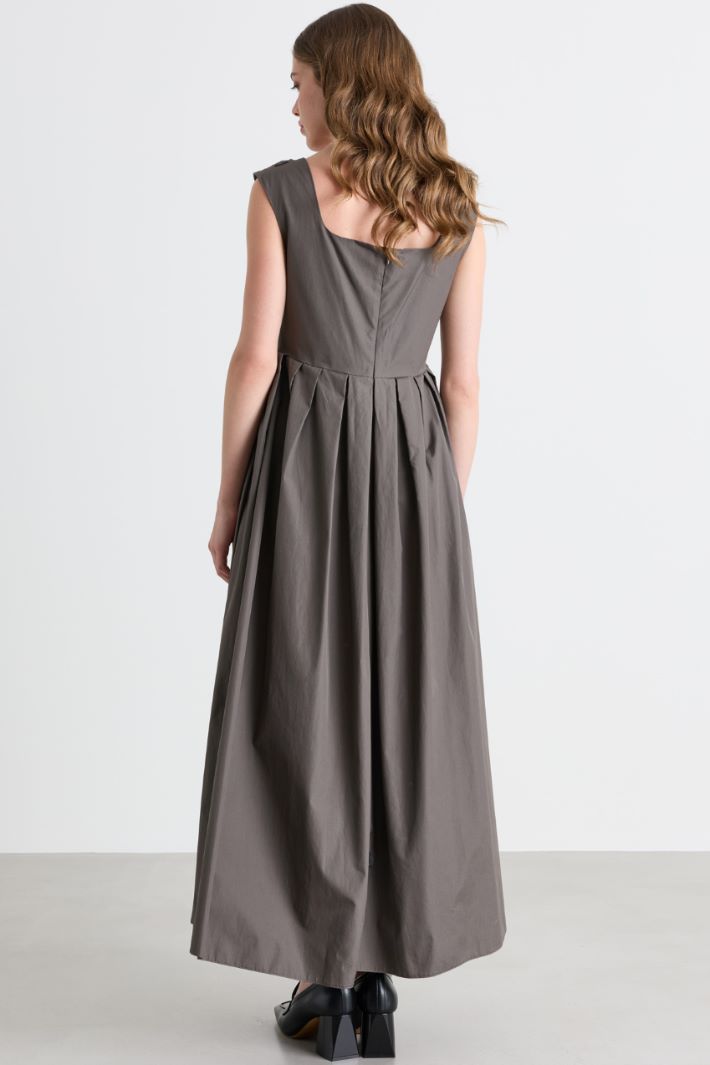Vestido largo de popelina con bordado - GRIS - Intrend - 4