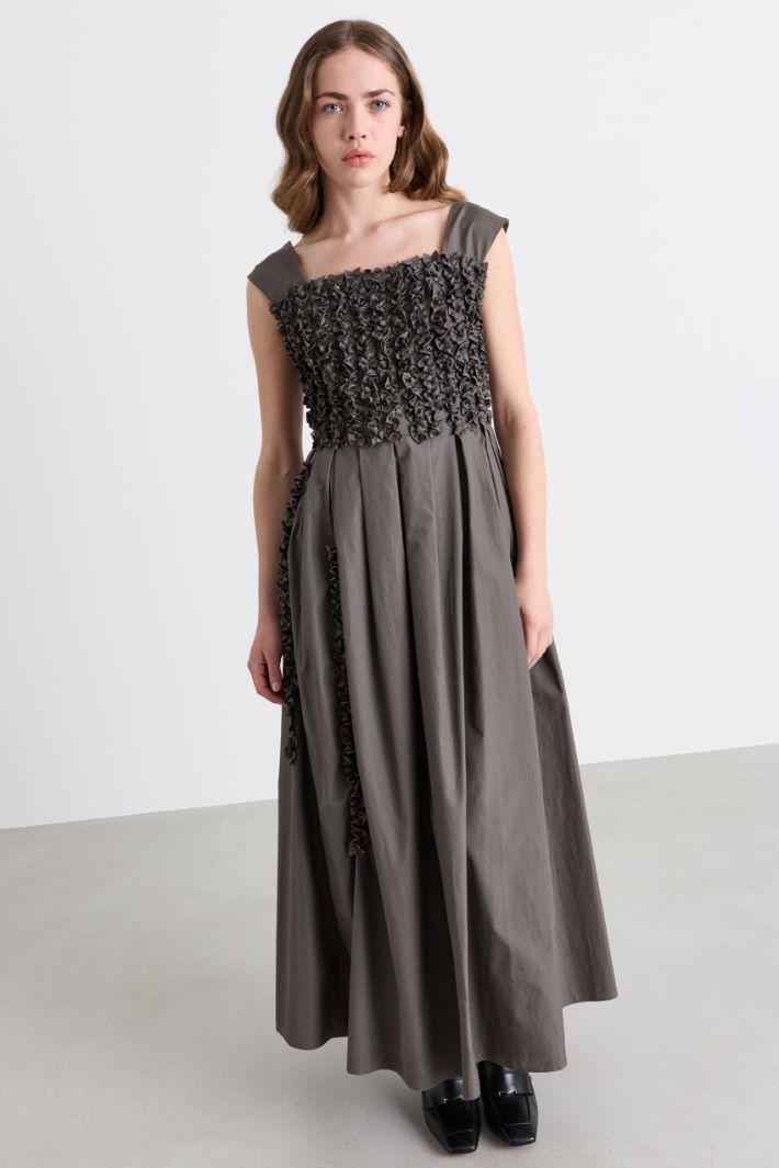 Vestido largo de popelina con bordado - GRIS - Intrend - 2