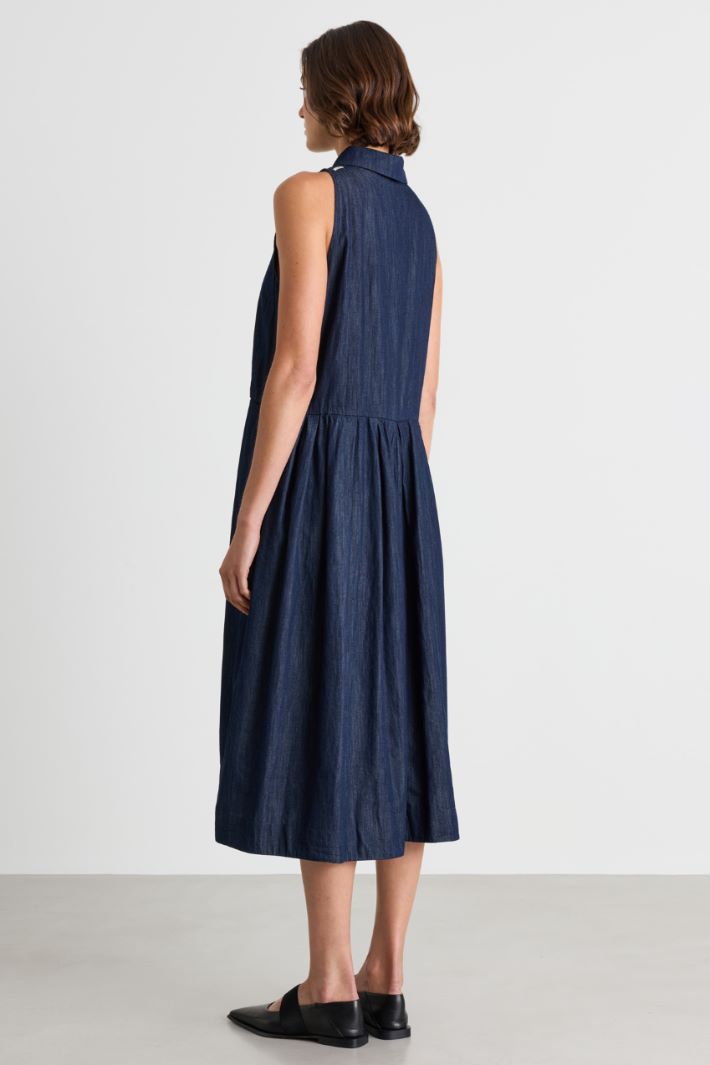 Sleeveless midi dress with jewelled appliqués - BLUE - Intrend - 4
