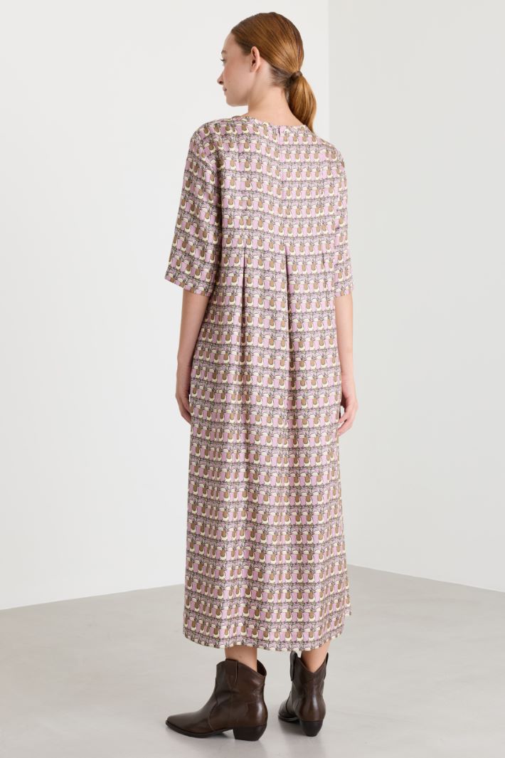 Fluid printed twill dress - PINK - Intrend - 4