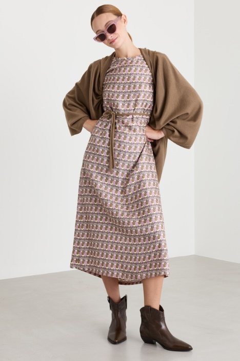 Fluid printed twill dress - Intrend