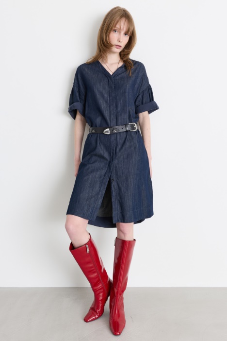 Jewel-embellished denim dress - Intrend
