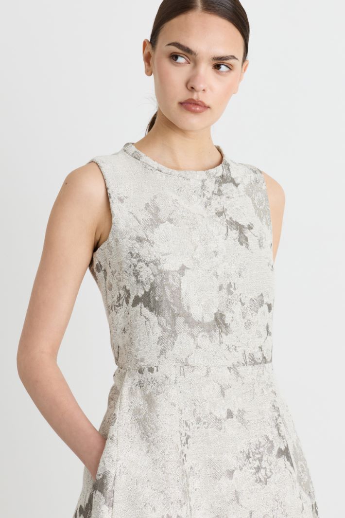 Sleeveless jacquard dress - GREY - Intrend - 3