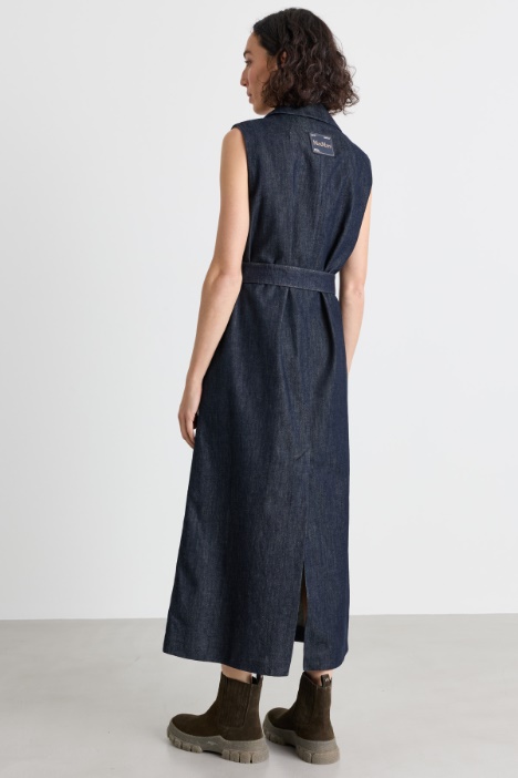 Abito smanicato doppiopetto in jeans