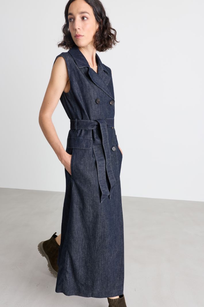 Sleeveless double-breasted dress - BLUE - Intrend - 2