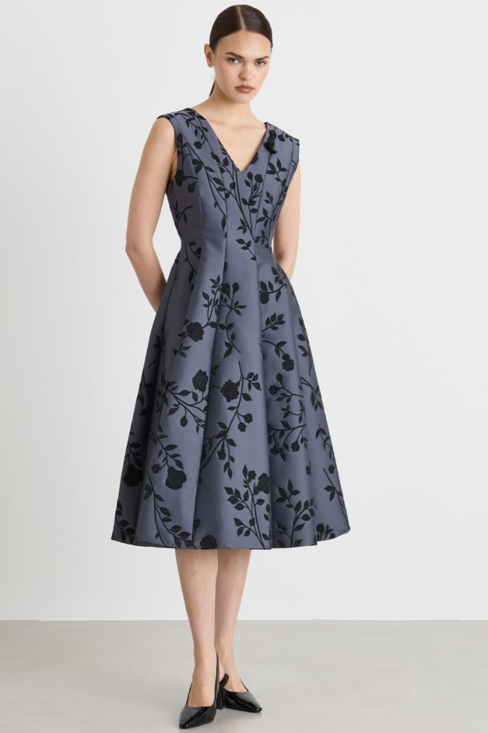 Fitted jacquard dress - GREY BLACK - Intrend - 2