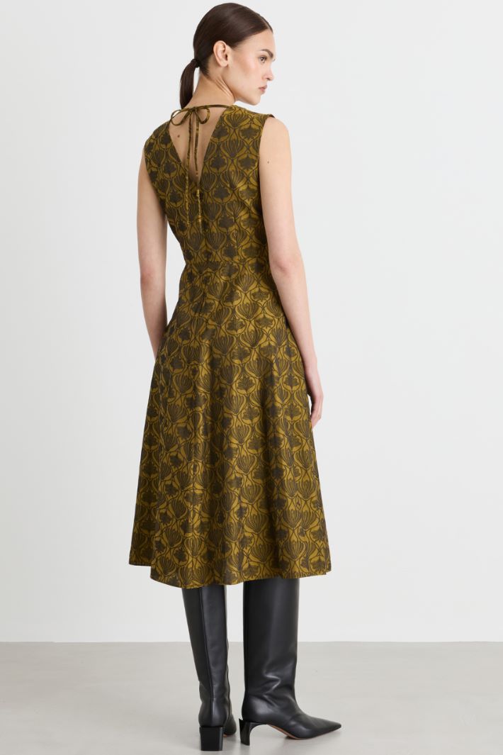 Flared jacquard dress - GREEN - Intrend - 4