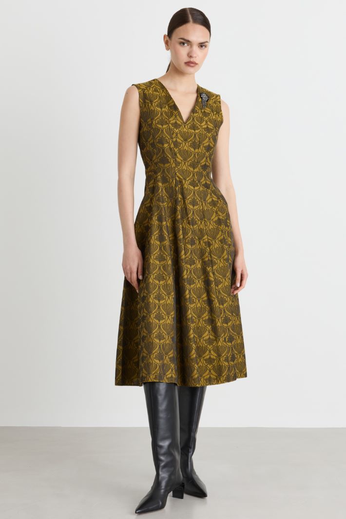 Flared jacquard dress - GREEN - Intrend - 2