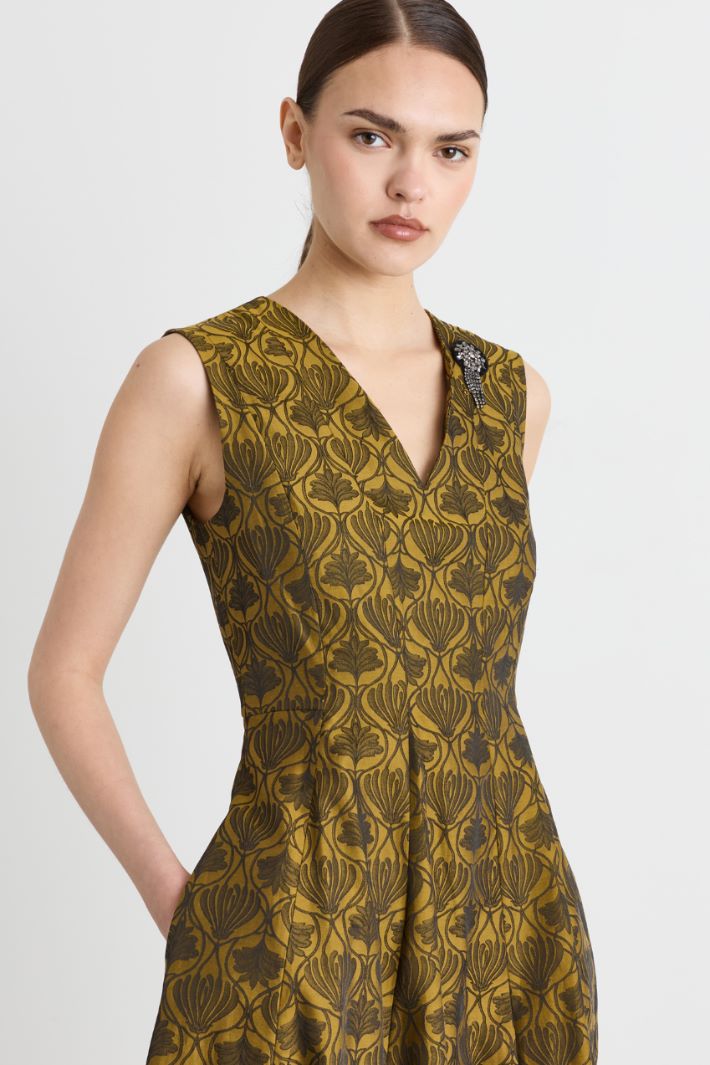 Flared jacquard dress - GREEN - Intrend - 3