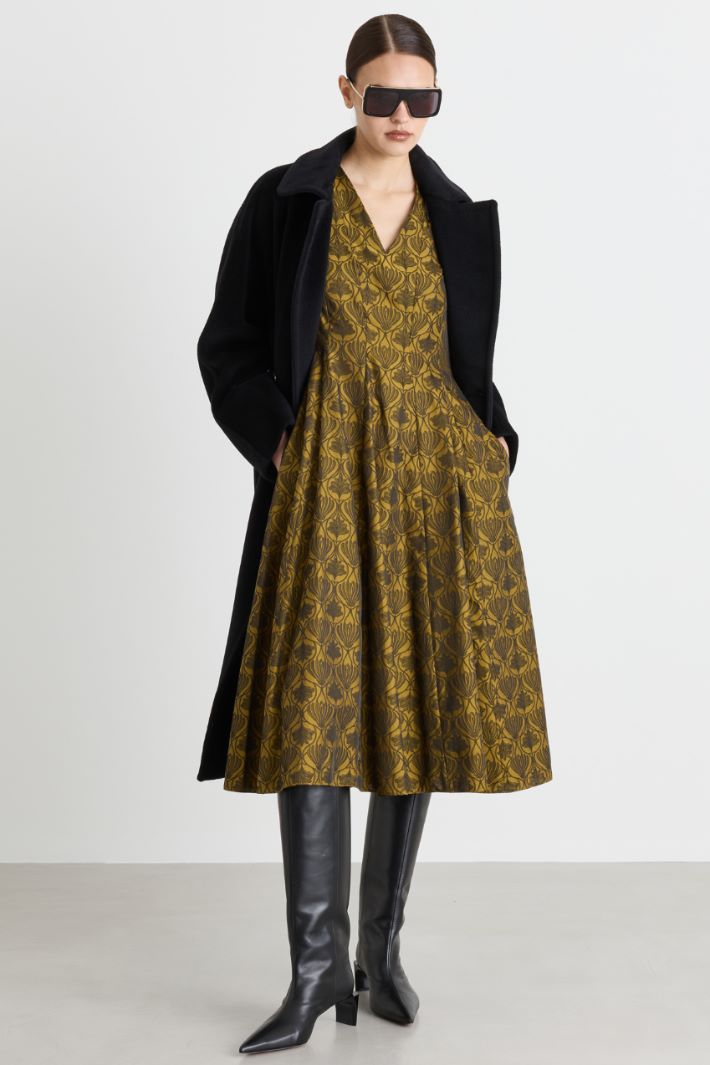 Flared jacquard dress - GREEN - Intrend