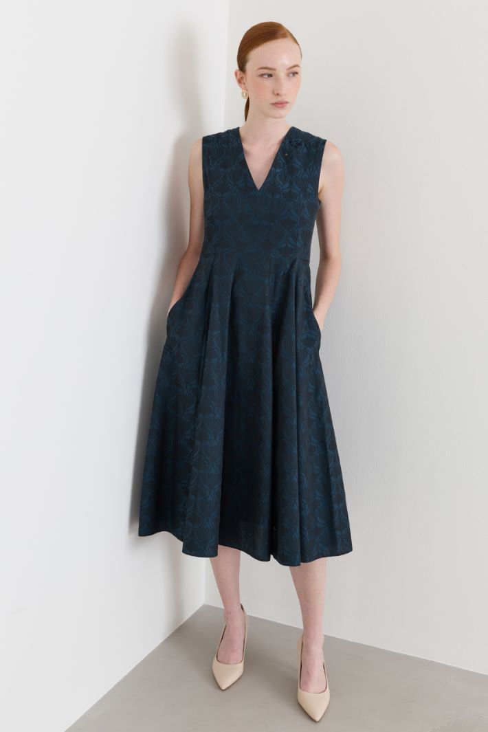 Flared jacquard dress - BLUE - Intrend - 2