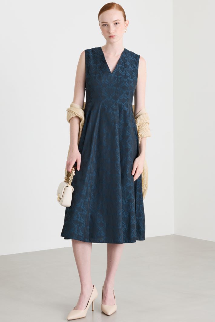 Flared jacquard dress - BLUE - Intrend