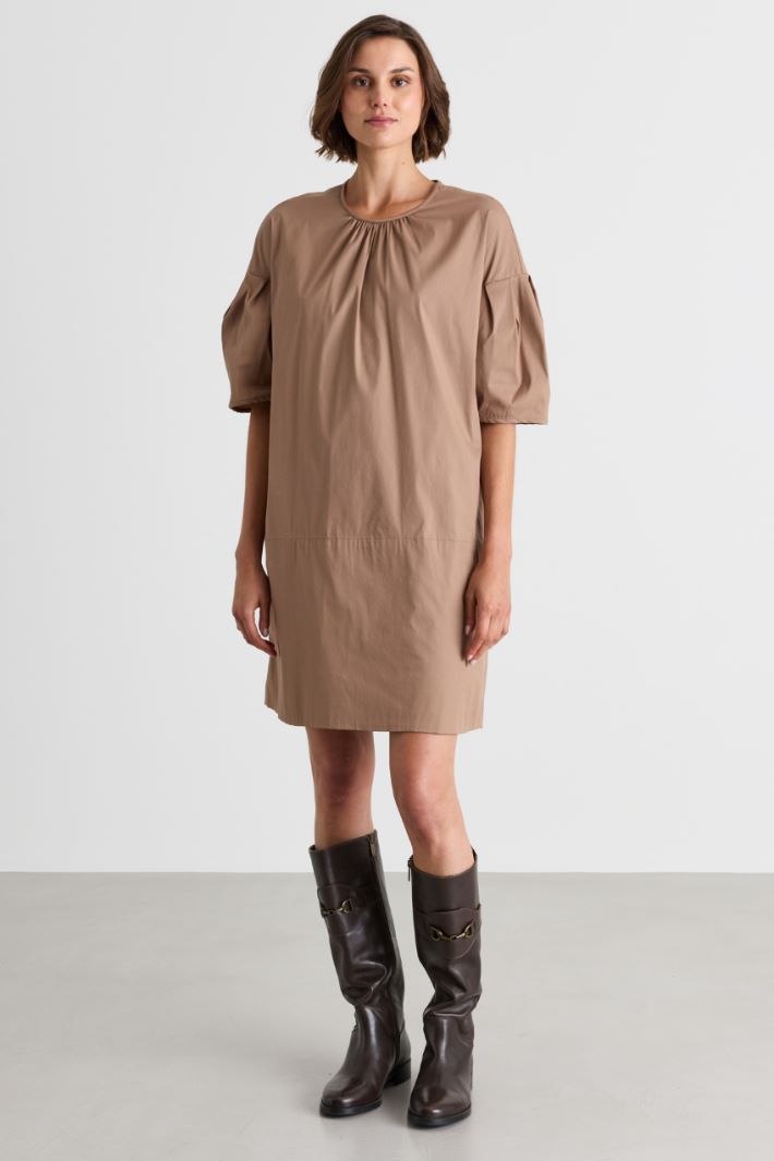 Poplin T-shirt dress - CAMEL - Intrend - 2