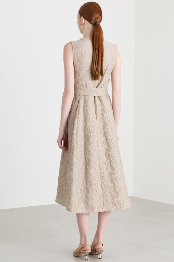 Belted jacquard dress - BEIGE - Intrend - 4