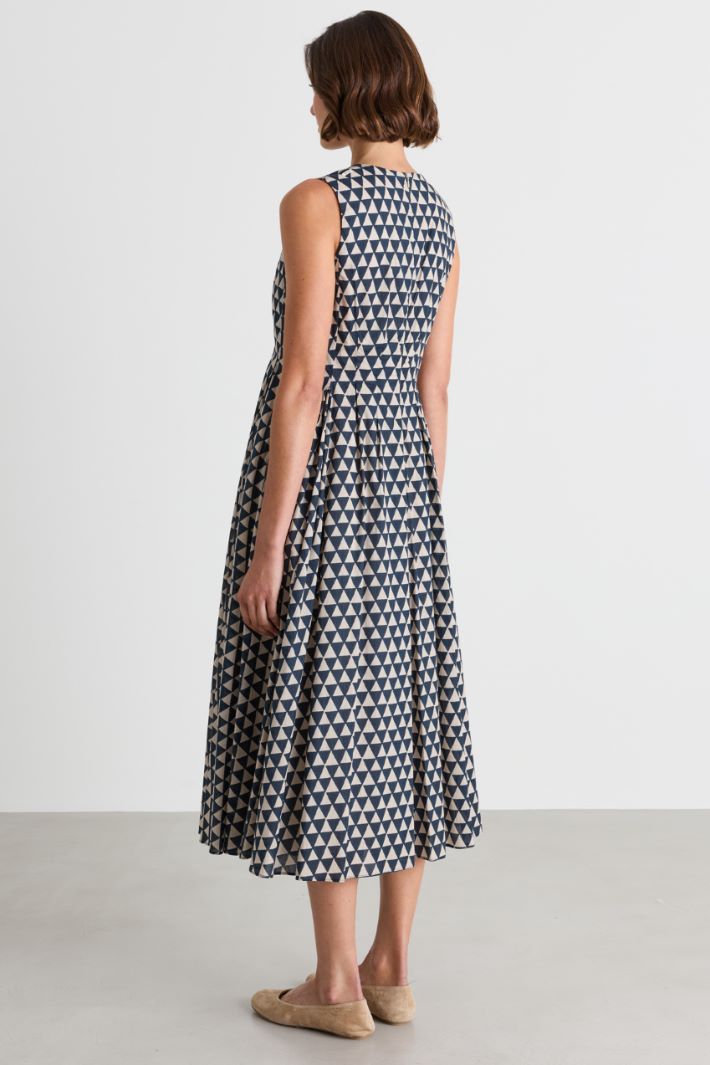 Printed voile midi dress - BLUE WHITE - Intrend - 4