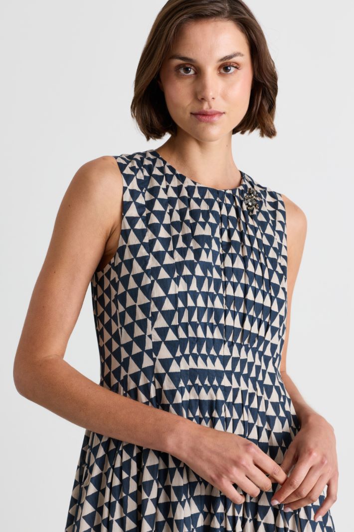 Printed voile midi dress - BLUE WHITE - Intrend - 3