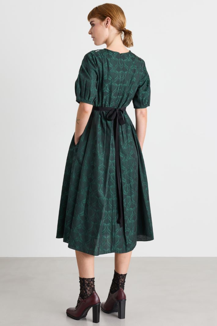 Jacquard puff-sleeve dress - GREEN - Intrend - 4