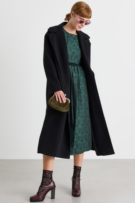 Jacquard puff-sleeve dress - Intrend