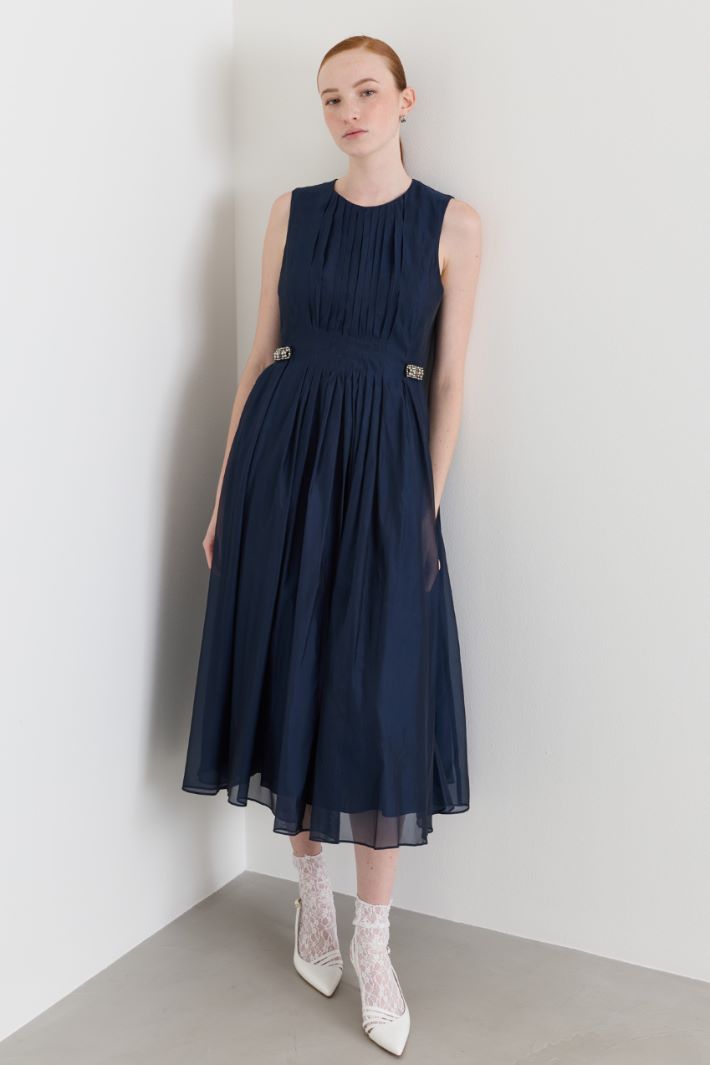 Plissé Organza Dress - BLUE - Intrend - 2