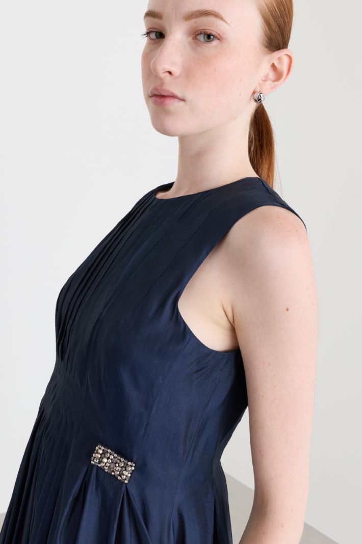 Plissé Organza Dress - BLUE - Intrend - 3