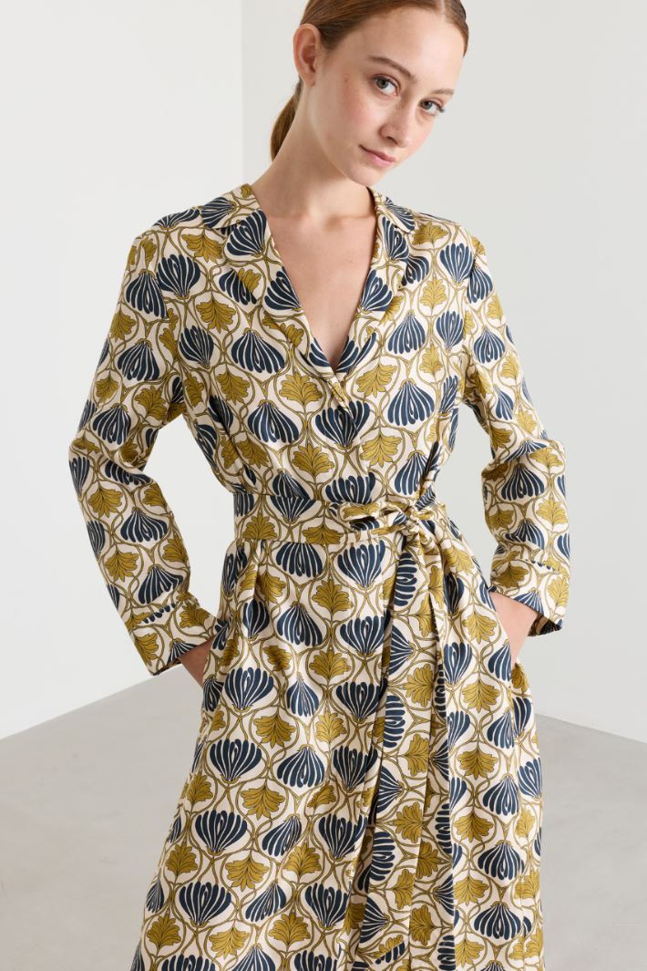 Printed kaftan dress - YELLOW BLUE - Intrend - 3