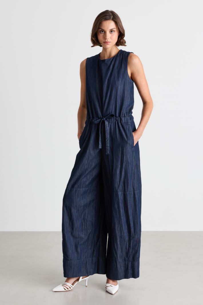 Flared sleeveless jumpsuit - BLUE - Intrend - 2