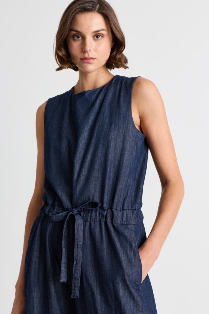Flared sleeveless jumpsuit - BLUE - Intrend - 3