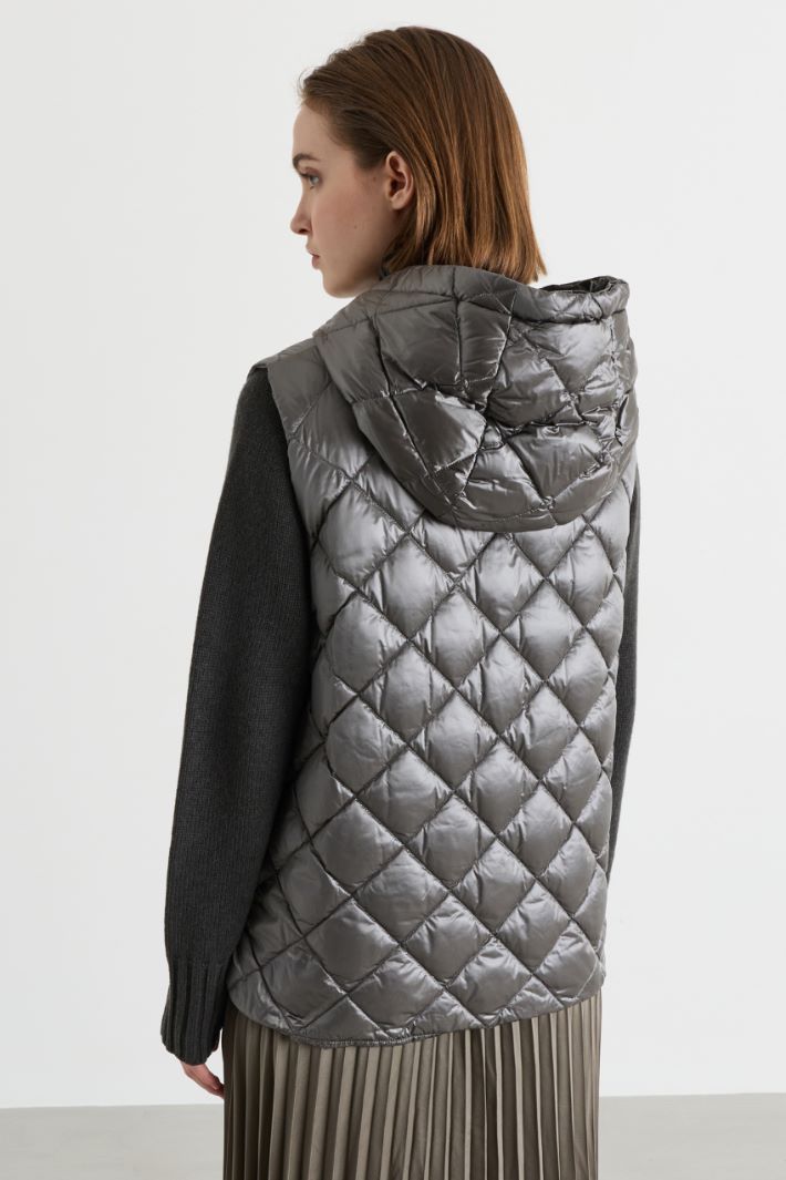 Padded water-repellent canvas gilet - GREY - Intrend - 4