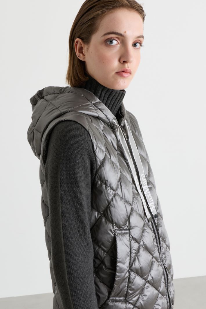 Padded water-repellent canvas gilet - GREY - Intrend - 3